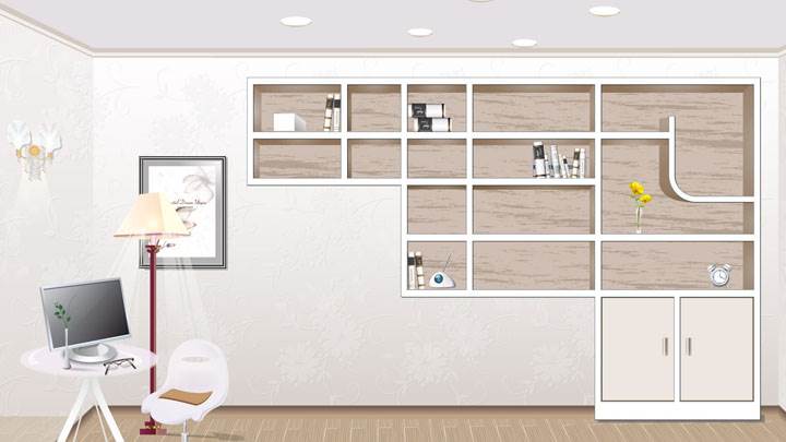 White Background Office Interior And LCD on Table